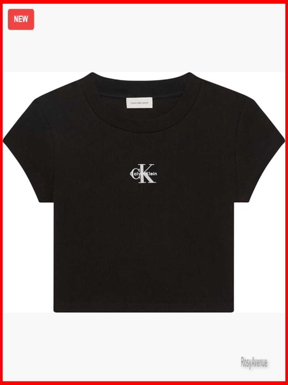Slim Fit Ribbed Baby Tee, Cotton Stretch, Monogram Logo Graphic